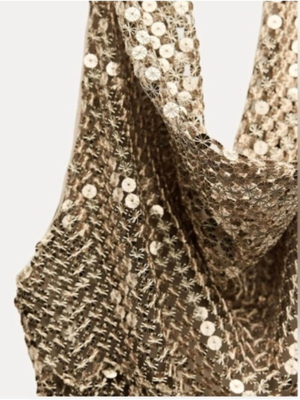 ZARA Gold Sequin Mesh Halter cowl neck open back Midi Maxi Dress EUC Size XS - Picture 15 of 16